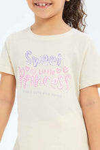 Load image into Gallery viewer, تيشيرت مطبوع باللون البيج للبنات الصغار