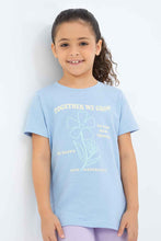 Load image into Gallery viewer, تيشيرت أزرق بطبعة للبنات الصغار