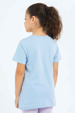 Load image into Gallery viewer, تيشيرت أزرق بطبعة للبنات الصغار