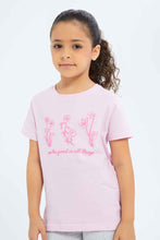 Load image into Gallery viewer, تيشيرت باللون الوردي مطبوع للبنات الصغار
