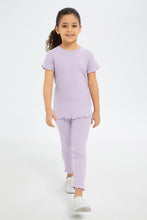 Load image into Gallery viewer, ليغنغز باللون الليلك مضلع للبنات الصغار