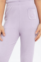 Load image into Gallery viewer, ليغنغز باللون الليلك مضلع للبنات الصغار