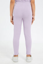 Load image into Gallery viewer, ليغنغز باللون الليلك مضلع للبنات الصغار