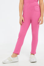 Load image into Gallery viewer, ليغنغز باللون الوردي مضلع للبنات الصغار