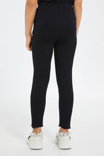 Load image into Gallery viewer, ليغنغز باللون الأسود مضلع للبنات الصغار