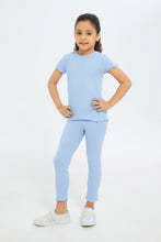 Load image into Gallery viewer, ليغنغز باللون الأزرق مضلع للبنات الصغار
