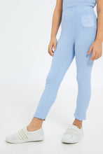 Load image into Gallery viewer, ليغنغز باللون الأزرق مضلع للبنات الصغار