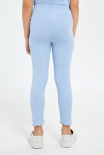 Load image into Gallery viewer, ليغنغز باللون الأزرق مضلع للبنات الصغار