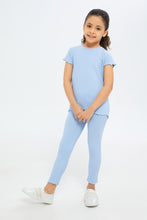 Load image into Gallery viewer, تيشيرت باللون الأزرق للبنات الصغار