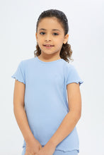 Load image into Gallery viewer, تيشيرت باللون الأزرق للبنات الصغار
