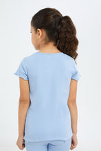 Load image into Gallery viewer, تيشيرت باللون الأزرق للبنات الصغار