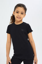 Load image into Gallery viewer, تيشيرت باللون الأسودللبنات الصغار