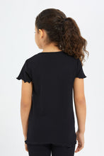 Load image into Gallery viewer, تيشيرت باللون الأسودللبنات الصغار