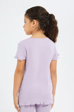 Load image into Gallery viewer, تيشيرت باللون البنفسجي للبنات الصغار