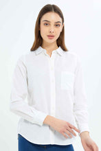 Load image into Gallery viewer, قميص كتان سادة باللون الأبيض للنساء
