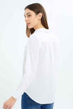 Load image into Gallery viewer, قميص كتان سادة باللون الأبيض للنساء