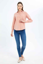 Load image into Gallery viewer, قميص كتان سادة باللون المشمشي للنساء
