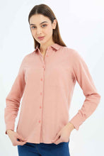Load image into Gallery viewer, قميص كتان سادة باللون المشمشي للنساء