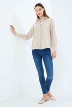 Load image into Gallery viewer, قميص كتان مخطط باللون البيج للنساء