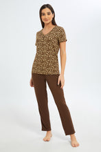 Load image into Gallery viewer, طقم بيجامة باللون الأبيض و الرمادي للنساء