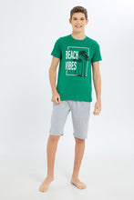 Load image into Gallery viewer, طقم بيجامة باللوني الرمادي و الأخضر للأولاد الكبار (قطعتين)