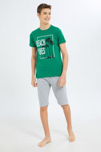 Load image into Gallery viewer, طقم بيجامة باللوني الرمادي و الأخضر للأولاد الكبار (قطعتين)