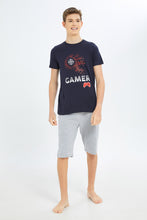 Load image into Gallery viewer, طقم بيجامة باللوني الكحلي و الرمادي للـولاد الكبار (قطعتين)