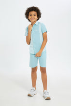 Load image into Gallery viewer, طقم شورت وقميص باللون النعناعي للأولاد الصغار (قطعيتن)