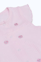 Load image into Gallery viewer, طقم رومبير وطوق رأس باللون الوردي لحديثي الولادة (قطعتين)