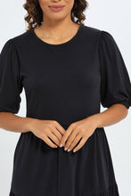 Load image into Gallery viewer, فستان باللون الأسود وكم منفوخ للنساء