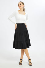 Load image into Gallery viewer, تنورة بكشكشة باللون الأسود للنساء