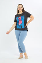 Load image into Gallery viewer, تيشيرت مطبوع باللون الرمادي الداكن للنساء الكيرفي