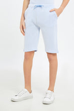 Load image into Gallery viewer, طقم كاجوال مخطط باللون الأزرق للأولاد الكبار (قطعتين)