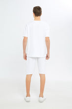 Load image into Gallery viewer, طقم كبير باللون الأبيض للأولاد الكبار (قطعتين)