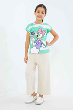 Load image into Gallery viewer, تي شيرت بلون النعناع مطبوع للبنات