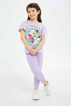 Load image into Gallery viewer, تي شيرت باللون الليلكي مع طبعة ميني ماوس للبنات
