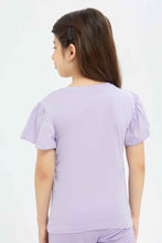 Load image into Gallery viewer, تي شيرت باللون الليلكي مع طبعة ميني ماوس للبنات
