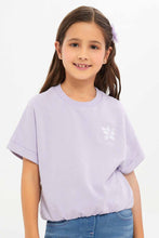Load image into Gallery viewer, تيشيرت واسع باللون الليلك للبنات الصغار