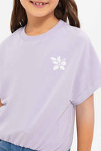 Load image into Gallery viewer, تيشيرت واسع باللون الليلك للبنات الصغار