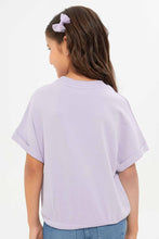 Load image into Gallery viewer, تيشيرت واسع باللون الليلك للبنات الصغار
