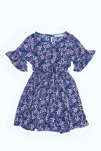 Load image into Gallery viewer, فستان كحلي مجعد للبنات الصغار