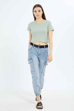 Load image into Gallery viewer, تيشيرت نعناعي قصير للنساء