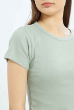 Load image into Gallery viewer, تيشيرت نعناعي قصير للنساء