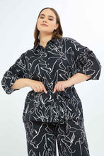 Load image into Gallery viewer, تونك باللون الأسود بحزام للنساء