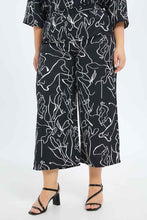 Load image into Gallery viewer, بنطلون واسع باللون الأبيض والأسود للنساء