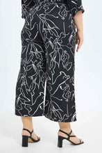 Load image into Gallery viewer, بنطلون واسع باللون الأبيض والأسود للنساء