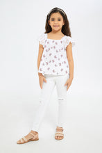 Load image into Gallery viewer, بلوزة مطبوعة باللون الأبيض للبنات الصغار