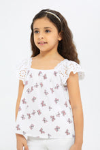 Load image into Gallery viewer, بلوزة مطبوعة باللون الأبيض للبنات الصغار