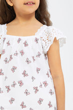 Load image into Gallery viewer, بلوزة مطبوعة باللون الأبيض للبنات الصغار