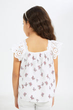 Load image into Gallery viewer, بلوزة مطبوعة باللون الأبيض للبنات الصغار